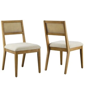 Nimba Faux Rattan Fabric Dining Chairs Set of 2 - Picture 1 of 10