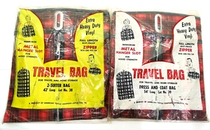 Vintage Travel Bag 2 -Suiter Bag 42" With Dress & Coat Bag 54" American Textile - Picture 1 of 4