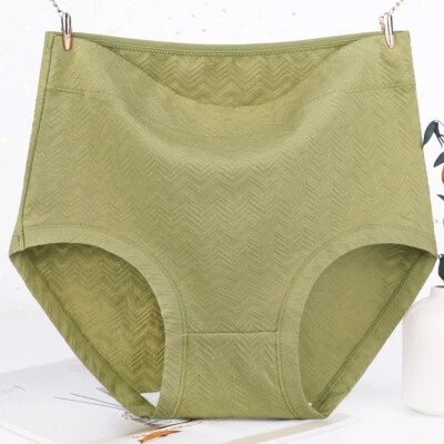 Women's Cotton Solid Color High Waist Large Size Triangle Panties Underwear - Image 1 of 4