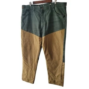 Wrangler Rugged Wear Two Tone Green and Tan Colorblock Work Pants Size 42x30 - Picture 1 of 8