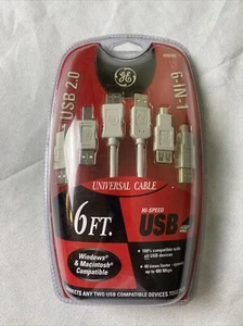 GE 6-in-1 Multi USB 2.0 Universal Cable Kit 6ft HI-SPEED 6 IN 1 Adapt Connecter - Picture 1 of 5