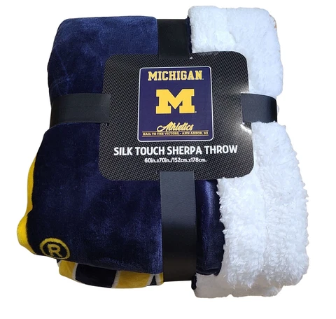 Extra Large and Thick Silk Touch Plush Sherpa Throw Blanket, Michigan Wolverines Cover