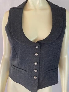 Twenty One Vest Top L Gray Poly Rayon Spandex Tweed Look Button Front Scoop Neck - Picture 1 of 11
