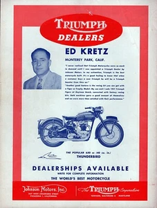1951 Triumph Thunderbird Motorcycle Original Print Ad - Bild 1 von 1