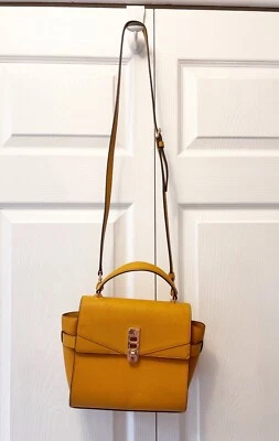 Henri Bendel Uptown Satchel  Pebbled Orange Turn Lock Gold Hardware - Image 1 of 4