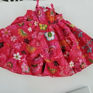 Baby Gap pink flower tiered ruffle dress with bloomers 6-12 months - Picture 1 of 6