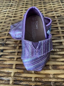 Tiny Toms Purple Striped Glitter Baby Girl Shoes US Size 3T - Picture 1 of 8