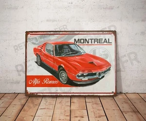 Plaque métal vintage alfa romeo montreal Enseigne Garage Décoration Déco atelier - Picture 1 of 3