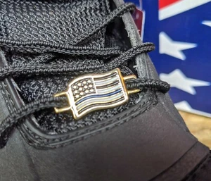 2 Blue Lives Matter USA American Flag Shoe Lace Keeper Charm Police Department - Picture 1 of 1