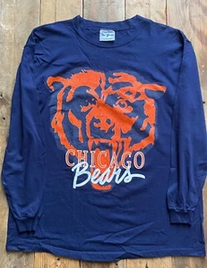 Vintage Chicago Bears NFL Long Sleeve T-Shirt - Blue - L - The Game - Picture 1 of 8