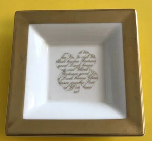 Villeroy Boch Sentiments Dish Trinket China with Good Luck Clover & Gold Trim - Picture 1 of 2