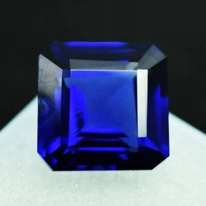 Natural Flawless Blue Sapphire 25 Ct Certified Square Shape Loose Gemstone - Picture 1 of 6