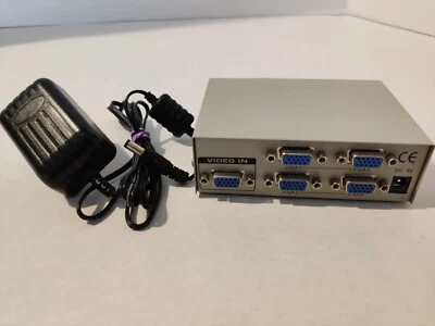 VGA Splitter 4 port 150MHz Duplicate to 4 Displays with Power Supply - Image 1 of 3