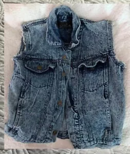 Gilet jeans blu vintage effetto invecchiato pietralava taglia L ""Club House"" donna - Foto 1 di 2