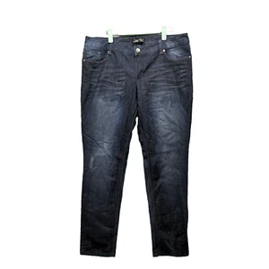 L.E.I. Jeans W38 L32 Women Mid Rise Skinny Leg Blue Dark Wash - Picture 1 of 13