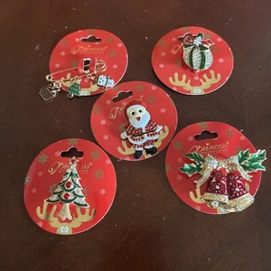 Lote de 5 prendedores broche de Navidad de Papá Noel, árbol, campanas, corona - Imagen 1 de 8