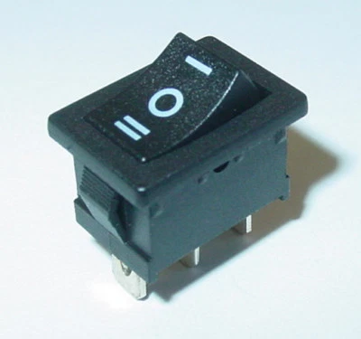 UNI Wippenschalter, Wippschalter schwarz, EIN-AUS-EIN, 250V/3A_S88