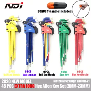 45 PCS EXTRA LONG ARM WRENCH ALLEN KEY HEX SET METRIC + IMPERIAL + TORX KEY - Picture 1 of 4