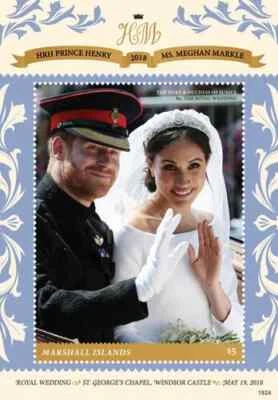 Hoja de estampillas de boda real del príncipe Harry y Meghan Markle 2018 Islas Marshall MNH Foto 1 de 2
