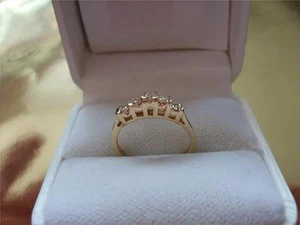 14K Yellow Gold  Diamond Five (5) Round Diamonds Ring - Picture 1 of 8