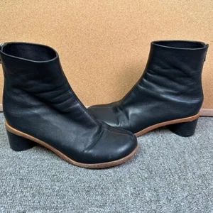 Rag & Bone Ansley Mid Boot Black Leather Round Heel Size EU 37.5 / US 7.5 - Picture 1 of 7