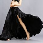 Belly Dance Satin Skirt Costumes Side Split Jupe Skirt Flamenco Satin Long Skirt