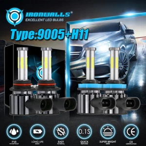 For Peterbilt 579 587 Trucks 6Sides 9005 H11 LED Headlight Bulbs Hi/Lo Kit 6500K - Foto 1 di 12