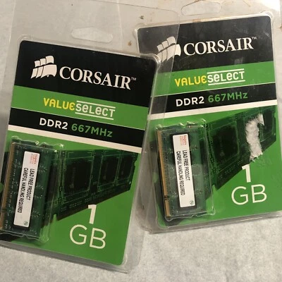Notebook  Memory DDR2 1GB Drive SO-DIMM Corsair Lot of 2 - Image 1 of 4