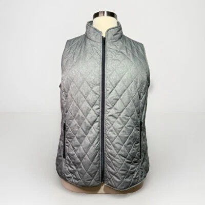 Relativity Gray Quilted Puffer Vest with Zip Pockets Women’s Plus Size 2X - Image 1 of 4
