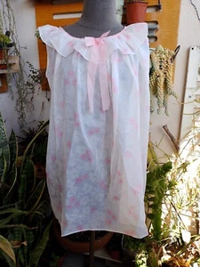 PINK & IVORY FLORAL Vintage Mini LINGERIE Dressing Small - Picture 1 of 7