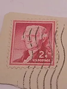 Thomas Jefferson 2 Cent rot antik selten USA Briefmarke - gebraucht Briefmarke - Bild 1 von 5