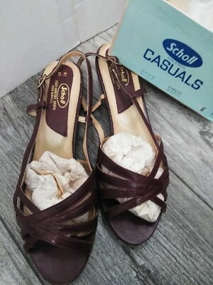 Sandálias de couro vintage Dr Scholls 8067 vinho tamanho 9M pé estilingue lojas confortáveis - Imagem 1 de 4