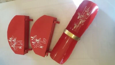 lotto 2 portatovaglioli + 1 portagrissini in metallo dipinto floreale stilizzato - Immagine 1 di 4