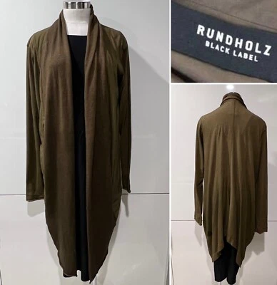 Cárdigan abierto RUNDHOLZ NEGRO marrón tejido fino + jersey mezcla de algodón, asimétrico XL Foto 1 de 4