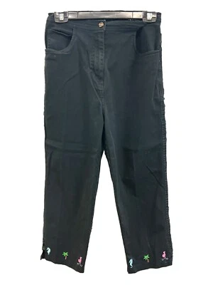 Quacker Factory Pants Embroidered Black Womens Size Small - Image 1 of 4