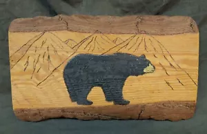 Vintage Artist Signed Handmade Mountain Black Bear Live Edge Wall Hanging Plaque - Picture 1 of 12