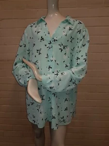 Peacocks Womens Ladies Floral Mint Coloured Long Sleeve Blouse UK 18 to 24 - Picture 1 of 11