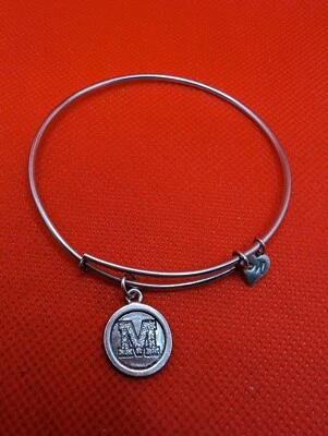 RL 纯银 925 可扩展手镯 带圆形字母 M吊饰 - 7.25 — 第 1/4 张图片