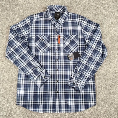 5.11 Tactical Gunner Plaid Shirt Mens Rapidraw Snap​ Blue Size Large NEW - Image 1 of 4