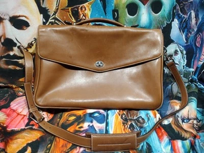 Coach Leather Messenger Bag Crossbody Briefcase Signature Print Inside Nice FS - Image 1 of 4