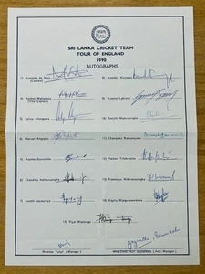 Hand Signed Sheet - Sri Lanka Cricket Team 1990 - 17 signatures - Picture 1 of 1