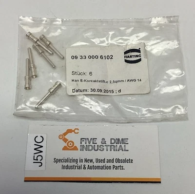 Harting 09330006102 Silver Plated Crimp Contacts, 14AWG (6-Pack) - Image 1 of 4