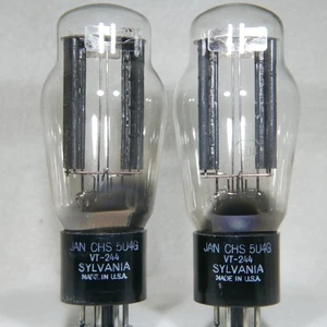 Matched Pair Sylvania JAN CHS 5U4G VT-244 Mil-Spec Hanging Filament Strong - Picture 1 of 17