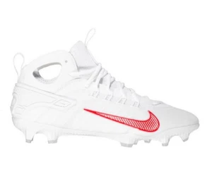 NEW NIKE ALPHA HUARACHE 9 ELITE MID LAX TB LACROSSE CLEAT WHITE/RED FV6146-100 8 - Picture 1 of 7