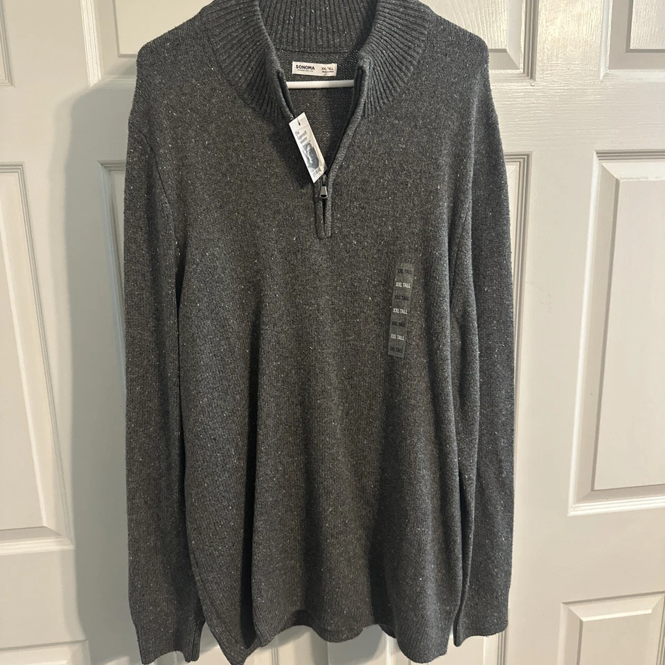 Suéter Sonoma Para Hombres Cuarto Cremallera Talla XXL Alto - Gris Tejido  Foto 1 de 4