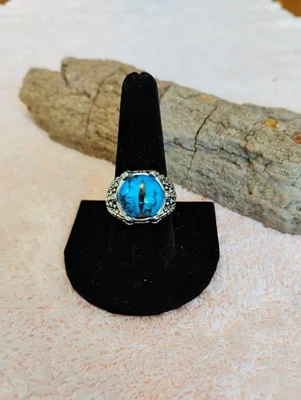 Мужская полированная нержавеющая сталь синий глазное яблоко коготь 3D кольцо. Размер 9 - Изображение 1 из 2