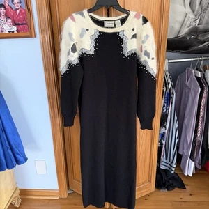 Vintage Carole M. Studio Knit Sweater Long Sleeve Dress Size Small Retro - Picture 1 of 8
