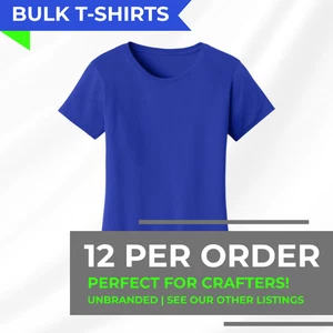Bulk Purple Crewneck T-Shirts Girls 100% Cotton 12 Count Blank Plain Unbranded - Picture 1 of 1