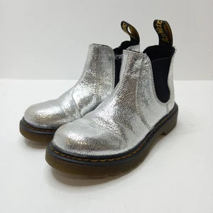 Dr Martens 2976J Chelsea Boots Girls UK 12 EU 31 Silver Zip Up RMF-FPL2 - Picture 1 of 8