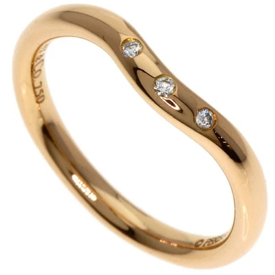 TIFFANY&Co.  Anillo de diamantes banda curva 3P oro rosa K18 damas [usado] Foto 1 de 4